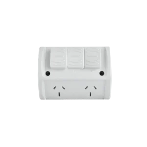 Ravelo Weatherproof  Double Power Point 10A with Extra Switch - Thumbnail Image 1